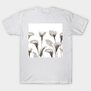 Elegant Xray Calla flowers. Tropical transparent watercolor flowers print T-Shirt